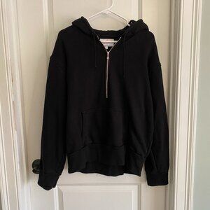 Slow Process Half Zip Organic Black French Terry Hoodie